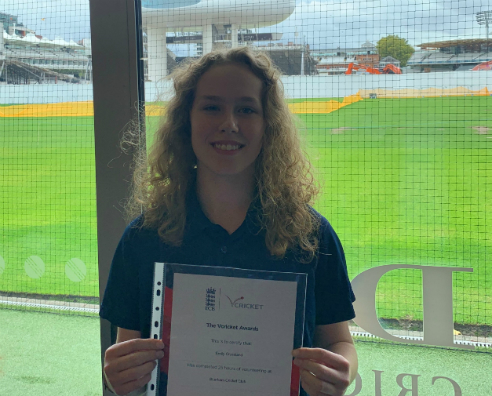 Emily Receives Cricket Award